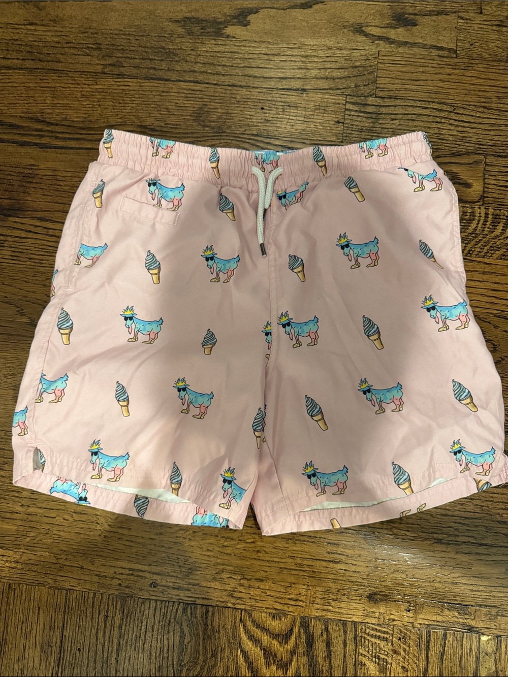GOAT USA Ice Cream Goat Novelty Print Swim Trunks Pink Men's [Youth XL]
